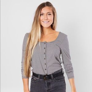 Billabong Ribbed striped button down fitted top